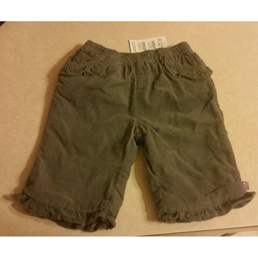 Girls The Children's Place 0-3 months gray lined corduroy pants ruffles New
